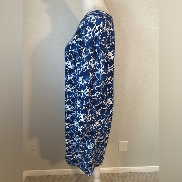 J. Crew Mercantile Size Medium Blue Floral Shift Dress Long Sleeve - Picture 3 of 5